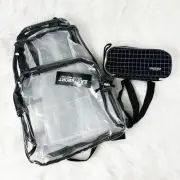 NEW Clear w/black trim backpack & NEW black & white pencil case bundle 2 pc Lot