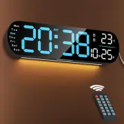 Digital Wall Clock, Necomi 14'' LED Digital Alarm Clock with 8 Color Ambient....