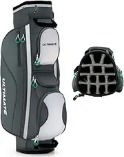 ULTIMATE 14-Way Golf Cart Bag, 3.7 LBS Lightweight Portable Golf Bag with Top Dividers, 7 Zipped Pockets Including Cooler Bag, Rain Hood, Shoulder Strap and Carrying Handles for Men Women