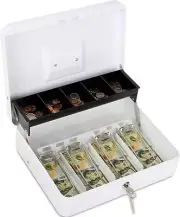 Large Locking Cash Box Lock Money Safe Box Cash Coin Storage Cash Box with Key