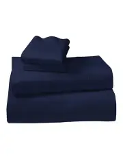 [Klika] Cotton Rich Queen Bed Sheet Set 4 Pieces in Navy