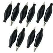 10pcs Black Boot 27mm Long Electric Test Lead Alligator Clips