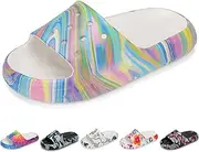 [Ballaza] Kids Cloud Slides Boys Girls Non Slip Slip On Shower Sandals, Comfort Slippers for Summer, Pool, Beach, and Water Activities, Color Spiral, 11 Little Kid