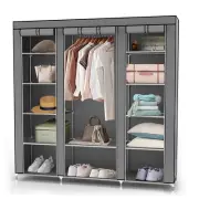 Portable Closet 150x170x45 cm Fabric Wardrobe Canvas Camping Folding Wardrobe