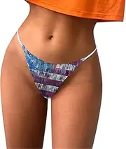 [Generic] Lady Slim Waist Trainer Plus Size Sexy G String Printed Panties Women's T Back Underpants Comfort Soft Low Rise Variety Pack Underwear Women