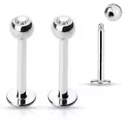 Pair CZ Gem Surgical Steel Helix Tragus Lip Piercing Labret Monroe Stud Ring 16g