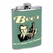 Vintage Bar Sign D3 Flask 8oz Stainless Steel Hip Drinking Whiskey
