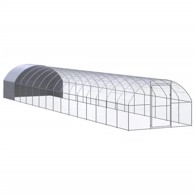 Galvanised Steel Chicken Coop Large Walk-in Poultry Hutch Cage Run 3x16x2M