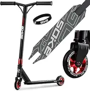 SOKE Stunt Scooter PRO Kick Scooter with ABEC 9 Ball Bearings, Scooter Trick Scooter for Adults and Children, Two Wheels, Freestyle City Scooter, 2 Wheels, Load Capacity 100 kg (Black/Red)