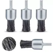 4Pcs 1 Inch Knotted End Wire Brush Wire Cup Brush Drill Bit with 1/4'' Shank for