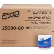 Genuine Joe Standard Bath Tissue 4" x 4" 2-Ply 550 Sheets/Roll 80 Count
