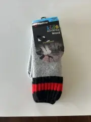 Fox River 7756 Heavyweight Boot Socks Mid-Calf Wool 1 Pair L Gry-Blk- Red Youth