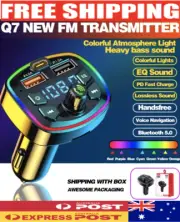 Bluetooth 5.0 FM Transmitter, PD 18W, Dual USB QC3.0, MP3 Player, Ambient Light