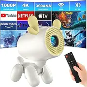 Mini AMOOWA 4k smart portable projector with 180° rotatable,proyector with wifi and bluetooth android 13 WiFi movie outdoor projector portátil 4k with built-in app and remote control ceiling projector