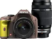 PENTAX DSLR K-x Double Zoom Kit, Chocolate/Yellow 009
