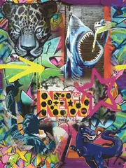 Graffiti Mural Multicoloured Wallpaper 2.1 m x 2.8 m