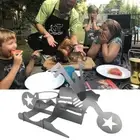 Motorcycle BBQ Steel Rack Funny Chicken Stand With Beer Can Holder Grill Tool