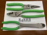 Snap-on Tools USA NEW 3pc GREEN Soft Grip LONG LEVERAGE Pliers Cutter Lot Set