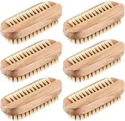 rflaueo 6pcs Wooden Nail Brush Double Sided Scrub Wood Nail Brush for Toes Nails Hands Garden Salon(U94-6)