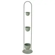 DAKSJUS plant stand with 3 plant pots, in/outdoor light grey-green