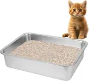 Stainless Steel Cat Litter Box for Big 17.5in*13.6in 1pc,