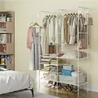 Metal Garment Portable Clothing Rack Storage Organizer Shelf W/ Rotatable Hooks