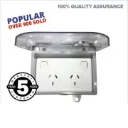 NEW Outdoor GPO Waterproof Double Power Point + Weatherproof Clear Lid Box Lock