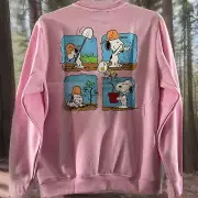 PEANUTS SNOOPY WOODSTOCK PLANTING TREES PINK FLEECE SWEATSHIRT SIZE M NWT