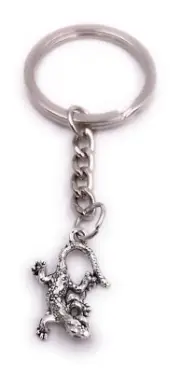 Gecko Salamander Lurch Key Ring Pendant Silver Made of Metal