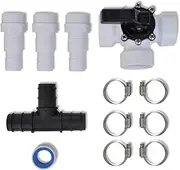 Bypass Kit for Pool Solar Heater, Multi-Heater Connection, 3-Way Valve, T-Connector, Compatible with 32mm/38mm Hoses, Durable Plastic, Outdoor Solar Shower & Spa Use - Enhance Efficient Solar Heating