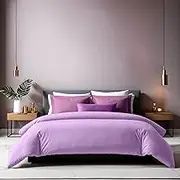 Premium Ranforce Double Quilt Cover (200 x 200 cm), Lilac, 100% Cotton, 155 Thread Count, Button Closure, Machine Washable at 30°C, Soft & Stylish Bedding