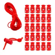 Red Shock Cord & Plastic Cord Locks for Elastic Drawstring Clips - Bungee Str...