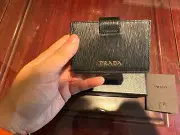 NWT Women's Prada Credit Card Holder Wallet In Nero (Black) Leather 1MC211