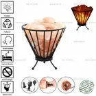 Torch Shape Himalayan Pink Salt Lamp Crystal Iron Basket Heal Ionizing UK Plug