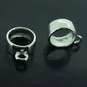 925 Sterling Silver Simple Pendant Bail, Smooth Round Bail with Ring-7mm(3 pcs)