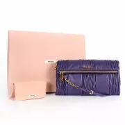 Miu Miu Matelasse Patch Pochette Clutch Shoulder Bag Viola Purple
