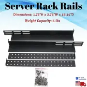 Adjustable Server Rack Shelf 1U Mount Shelves Rail Rails Network Cabinet Black