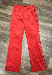 7 For All Mankind Red Velvet Satin Tuxedo Stripe Wide Leg Pants Sz 2 Holiday