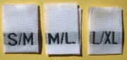 100 pcs WHITE WOVEN CLOTHING LABEL LABELS SIZE TAGS S/M, M/L, L/XL (34pcs each)
