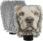 XYMZR Absorbent Microfiber Car Wash Mitt Dog Flower Gold Cute, Funny Cute Anime Scratch Free for Cars Cleaning, Home Cleaning Mitts, 2 Pack, 10.24” L x 7.09” W