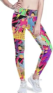 [GuoChe] Active Yoga Pants for Women 1970s Disco Retro Grunge Graffiti Seamless Butt Lifting Pants for Women