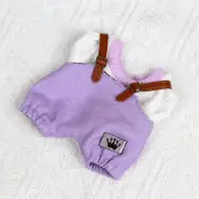 Labubu Baby Clothes 17cm Labubu Cloth Clothes Heartbeat Macaron Vinyl Face Doll Baby Clothes Replacement——style:Wind Chasing Youth (Purple) Two Piece Set