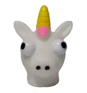 White Unicorn Rubber Squeeze Toy Eyes Pop Out Keychain Stress Fidget Tiny 2"