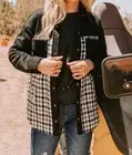 Oddi plaid double bust pocket shacket in Black