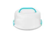 Blue Round Clip Lock Cake Boxes Holder Storage Container Easy Carry Fridge Food Tray