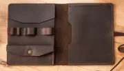 for A4 sketchbook book bag notebook jacket cover slipcase cow leather coffee A89