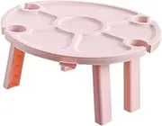 Portable Folding Wine Table Multi Functional Outdoor Beverage Holder for Picnics Camping and Use Durable Plastic Design for Wine Fruits and Snacks