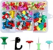 VAPKER 208 Pcs Push Pins Tack Set,Multi Solid Colored Giant Push Pins,Push Pins Hook,Heart Shape Push Pins,Flat Flower Thumb Tacks,Standard Push Pins for Cork Board