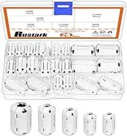 Rustark 28Pcs 5 Sizes White Clip-on Ferrite Ring Core Assortment Kit RFI EMI Ferrite Bead Clip Noise Suppressor Filter Cable Clips for 3.5mm 5mm 7mm 9mm 13mm Diameter Cable
