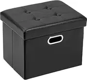 COSYLAND Foldable Storage Ottoman Footrest Stool Toy Box Table Black